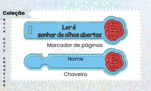 PROJETO PARA BORDADEIRA CHAVEIRO E MARCADOR DE PÁGINAS ROSAS BELA CUTE