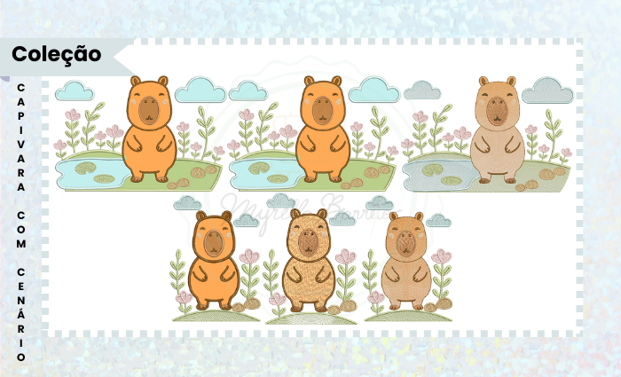 COLEÇÃO CAPIVARA COM CENÁRIO – MATRIZ PARA BORDADO
