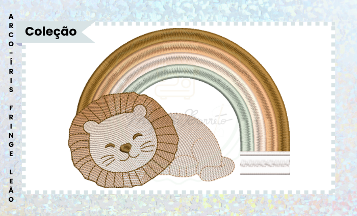 MATRIZ PARA BORDADO LEÃO NO ARCO-ÍRIS EM RIPPLED TÉCNICA FRINGE